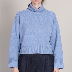 LouLou Studio wool cashmere blend blue Stintino turtleneck sweater